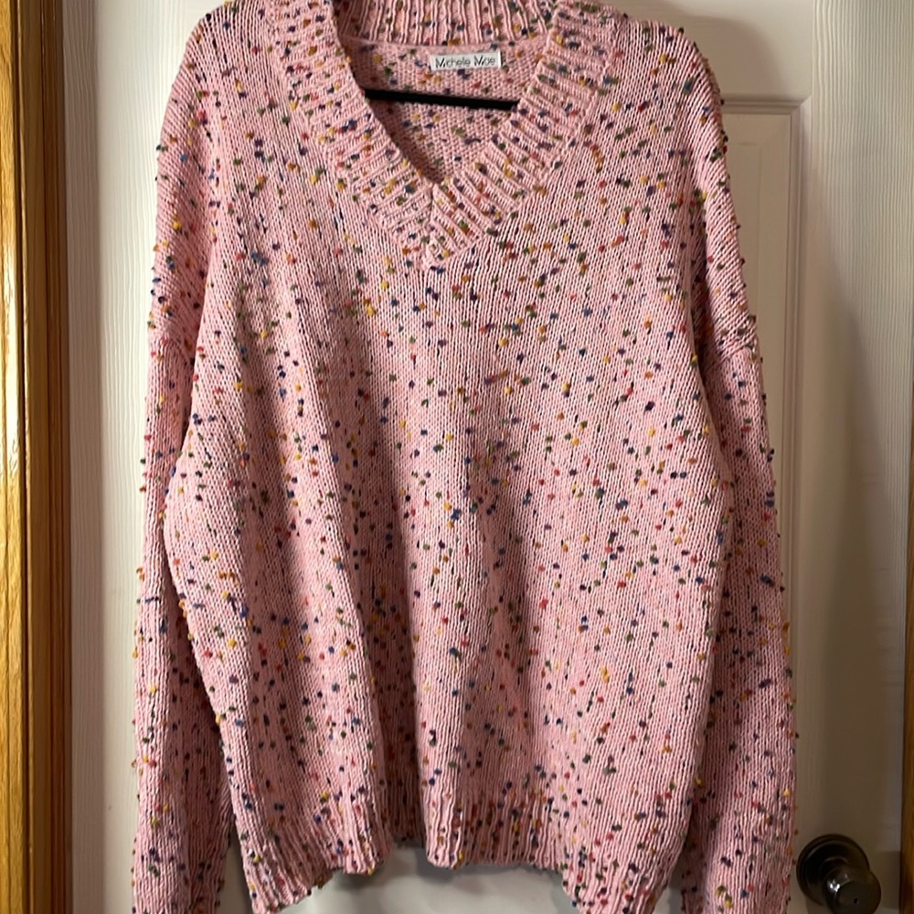 EUC Michelle Mae pink confetti sweater